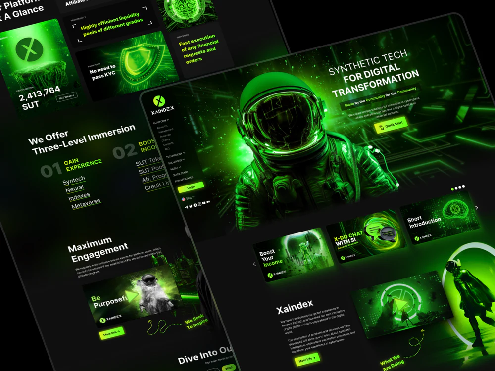 Лендинг платформы Xaindex