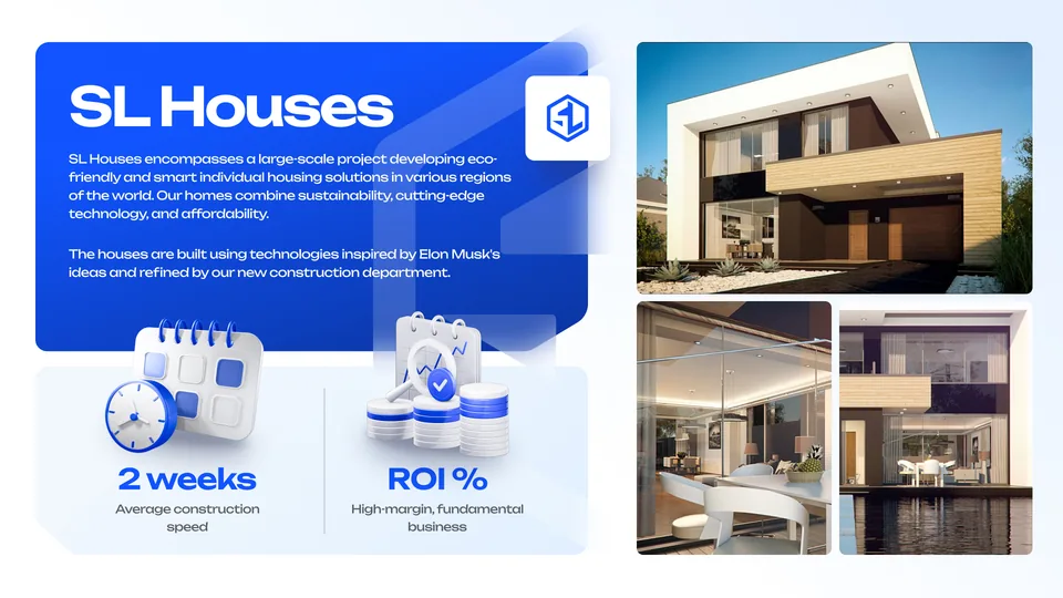 Титульный разворот презентации SL Housing со сроком строительства